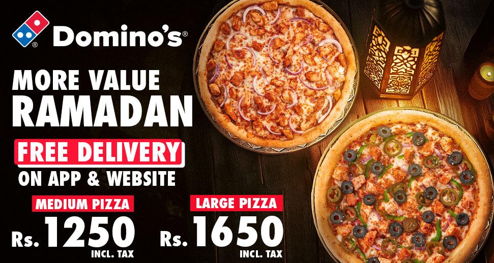 Domino's is the largest Pizza brand globally and of course it is going to be competition with all food chain to provide the best deal possible. Domino's is giving a deal at PKR 1250 for medium pizza and PKR 1650 for large Pizza.