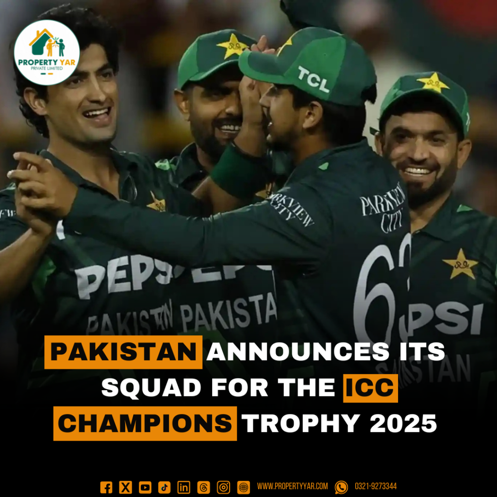 Pakistan announces its squad for the ICC Champions Trophy 2025.