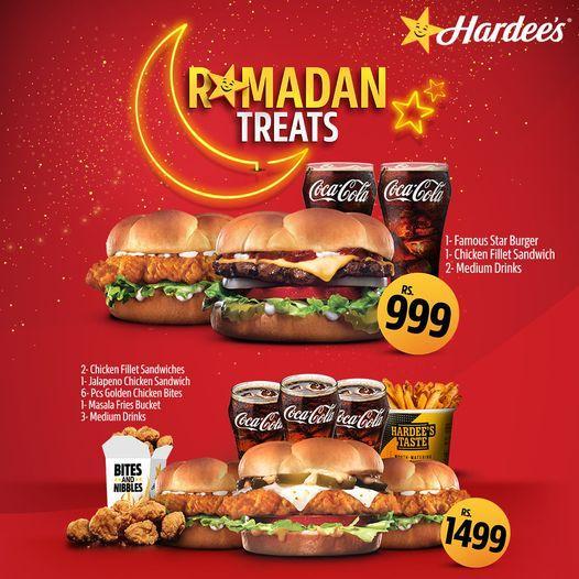 Hardee's is also bringing an exclusive Ramadan 2025 deal, like the Deal for 2 Persons, which will cost PKR 100, and it will have 1 Famous Star Burger, 1 Hand-Breaded Crispy Chicken Sandwich, and 2 PET Bottles of Lemon Mint Sprite.