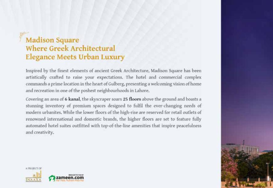 Madison Square Hotel Apartment  for Sale in Gulberg Lahore at a very reasonable Price of Rs.82 Lac Only-20