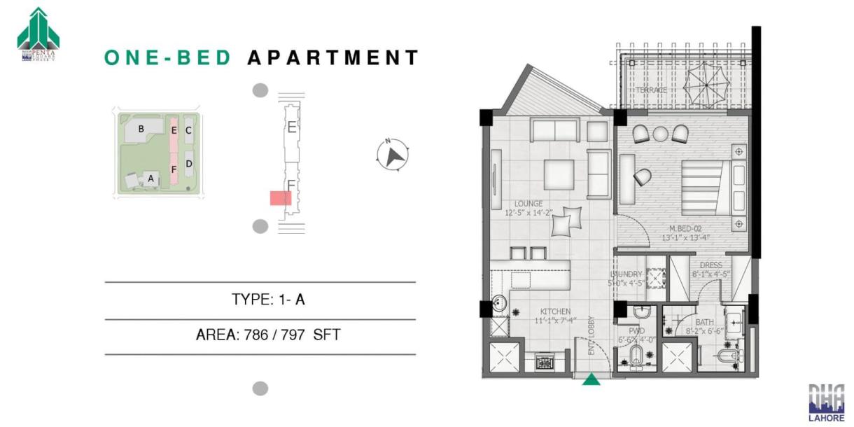 1 Bed Luxury Apartment in Tower F Penta Square DHA Phase 5 Lahore at 28 million PKR-2